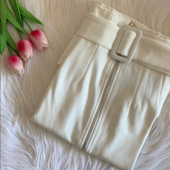 🤍 LAST ONE 🤍 High Waisted Belted Midi Skirt - Off White - Picture 7 of 8